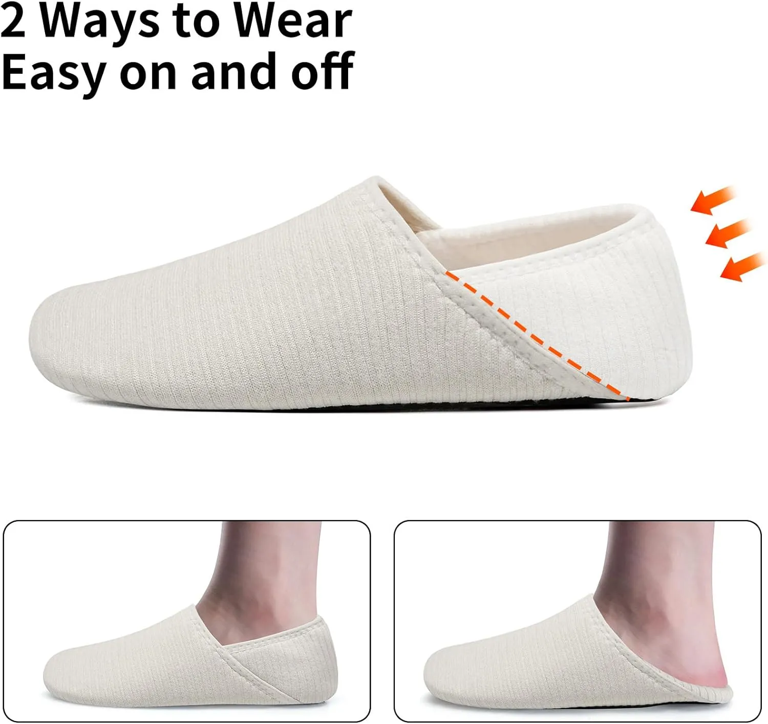 WateLves Womens & Mens Lightweight Cozy Faux Furry House Slippers - Rubber Sole Slip On Sock Shoes - Foldable Travel Slippers - Indoor & Outdoor