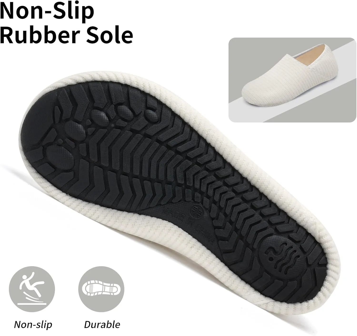 WateLves Womens & Mens Lightweight Cozy Faux Furry House Slippers - Rubber Sole Slip On Sock Shoes - Foldable Travel Slippers - Indoor & Outdoor