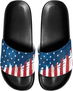 Women Casual Non-slip Slide Sandals, Open Toe House Sole Slipper Comfy Flat Slides Slipper for Bathroom Beach