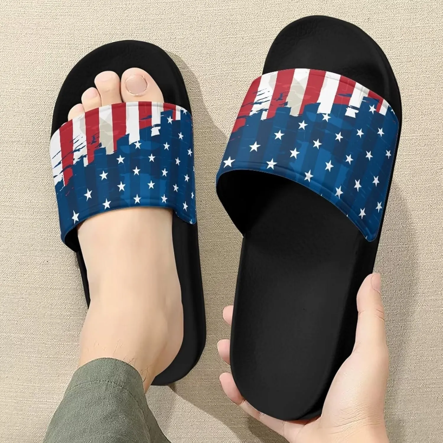 Women Casual Non-slip Slide Sandals, Open Toe House Sole Slipper Comfy Flat Slides Slipper for Bathroom Beach