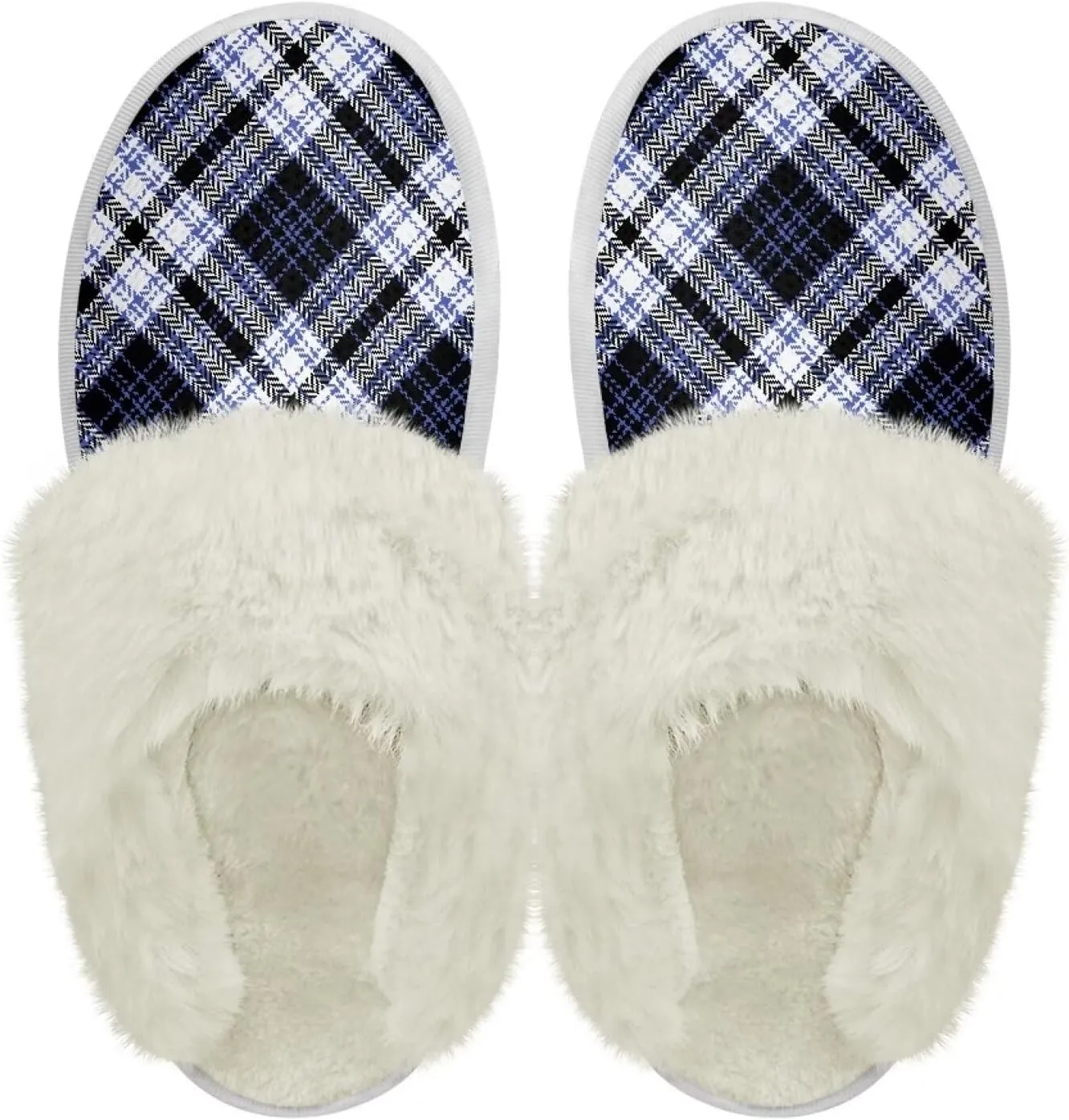 Women Novelty Print Fuzzy Slippers Winter Casual Slip-on Indoor Shoes Warm Cozy House Slipper Bedroom Slippers