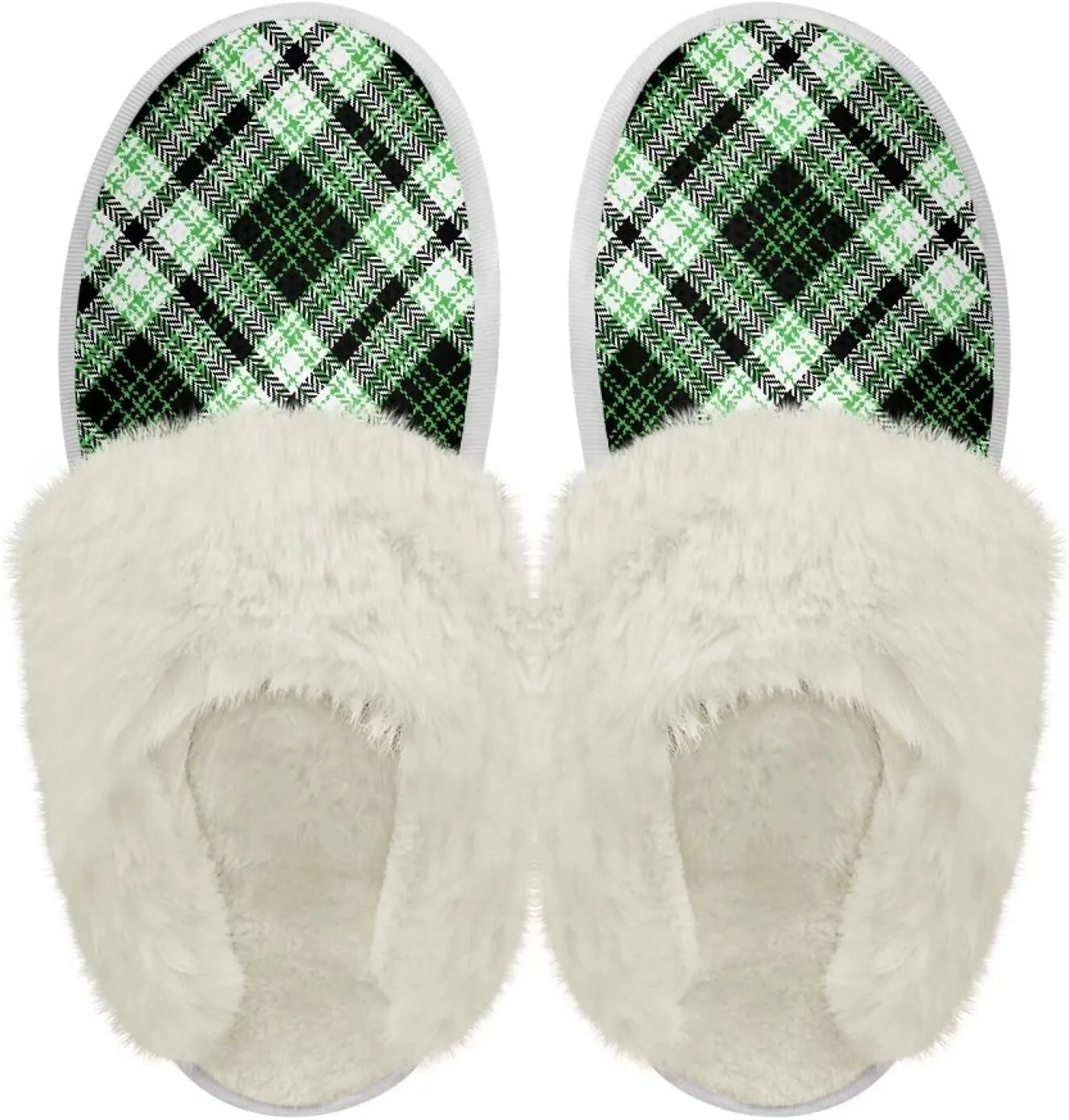 Women Novelty Print Fuzzy Slippers Winter Casual Slip-on Indoor Shoes Warm Cozy House Slipper Bedroom Slippers