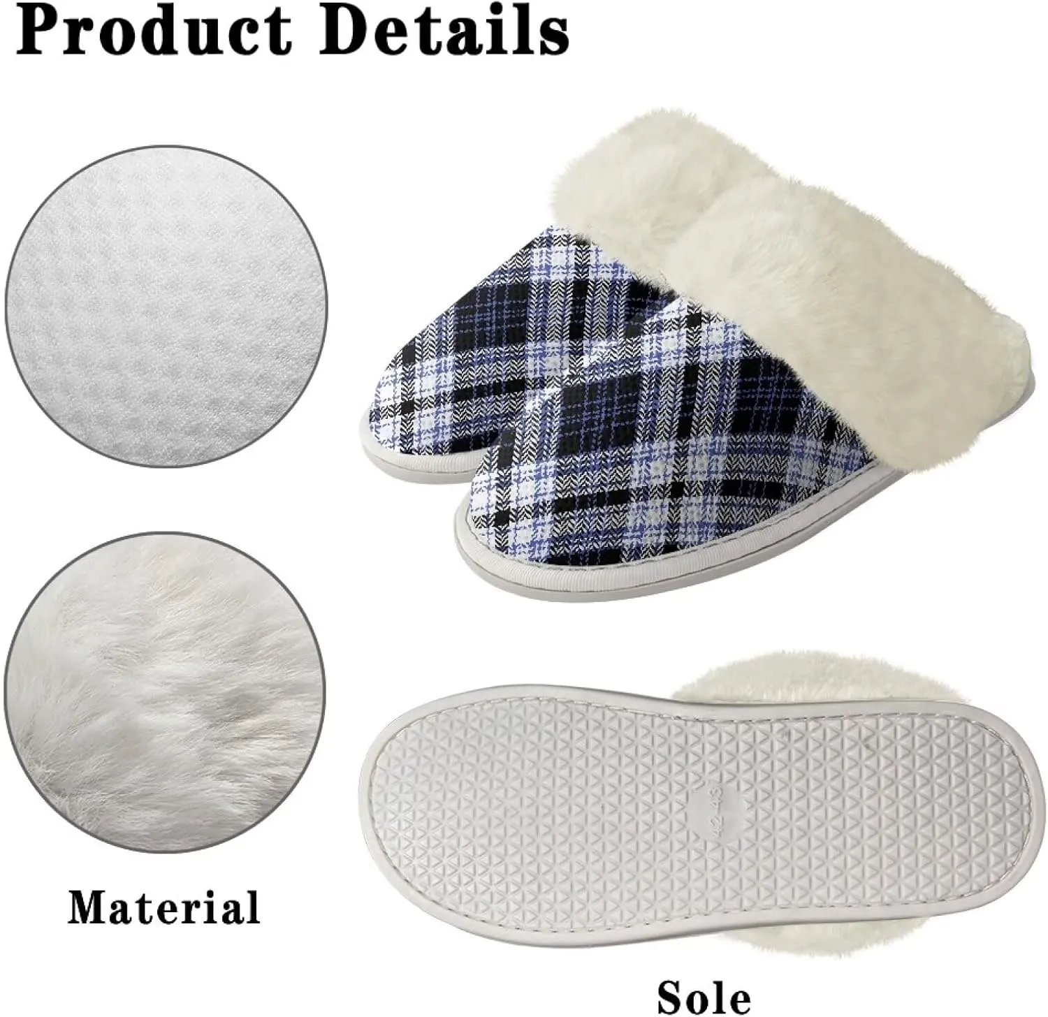Women Novelty Print Fuzzy Slippers Winter Casual Slip-on Indoor Shoes Warm Cozy House Slipper Bedroom Slippers