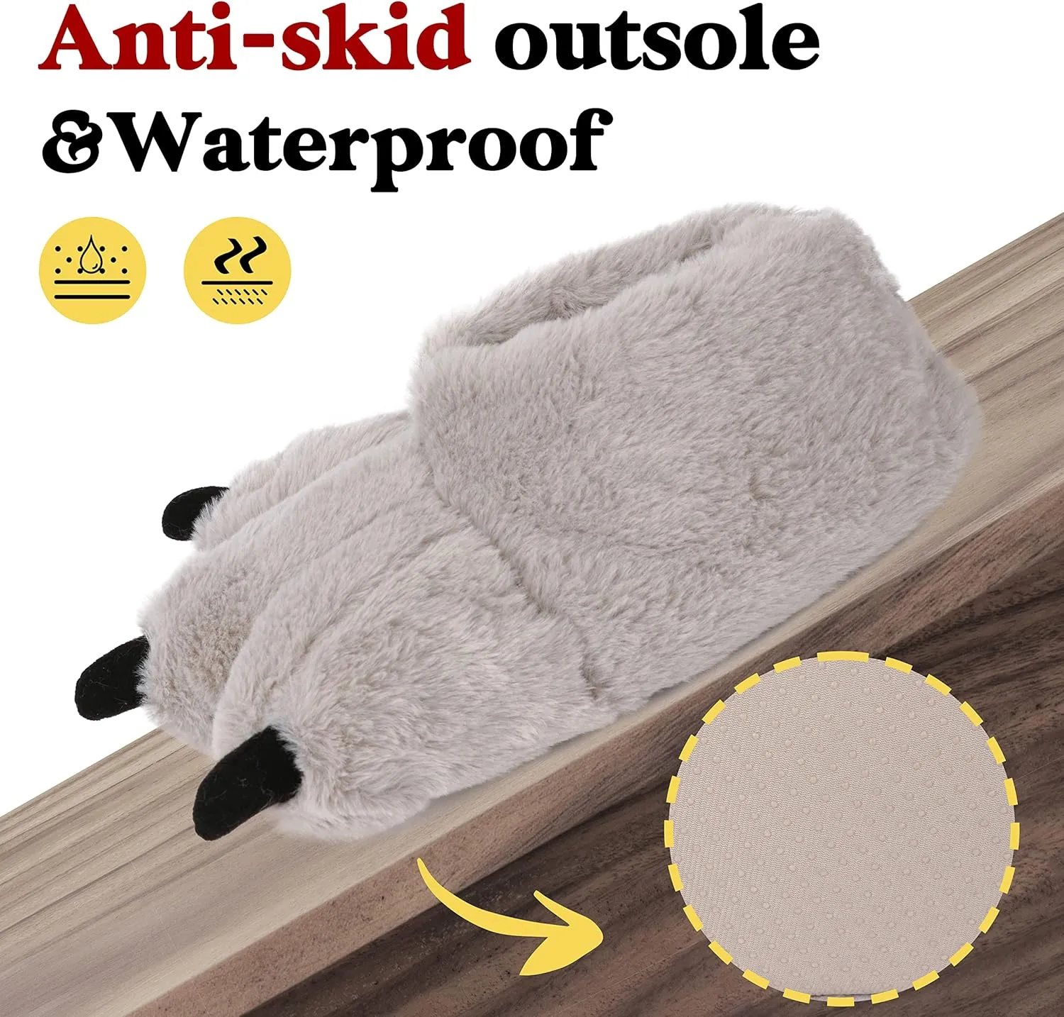 Women Plush Animal Paw Slippers Funny Novelty Bear Claw Slippers Cozy Furry Warm Memory Foam Slippers Gifts for Halloween Christmas