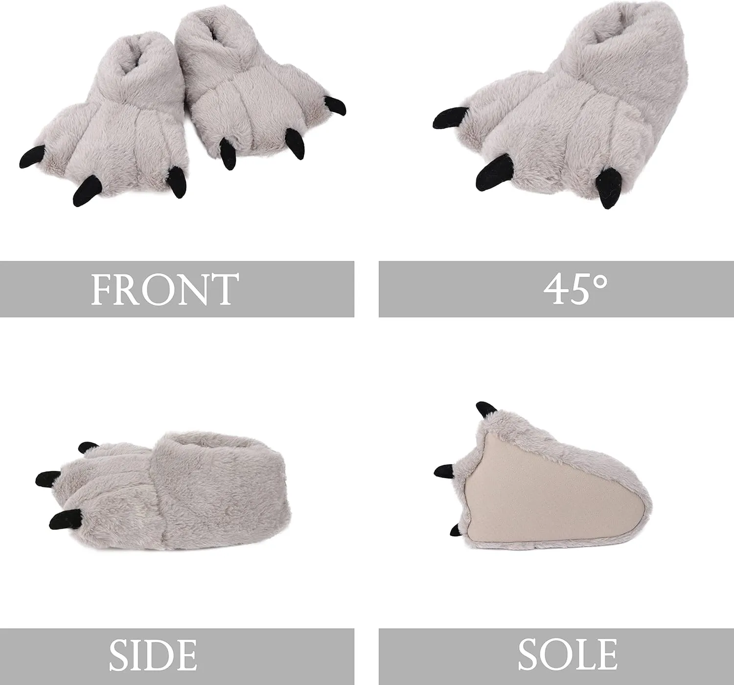 Women Plush Animal Paw Slippers Funny Novelty Bear Claw Slippers Cozy Furry Warm Memory Foam Slippers Gifts for Halloween Christmas