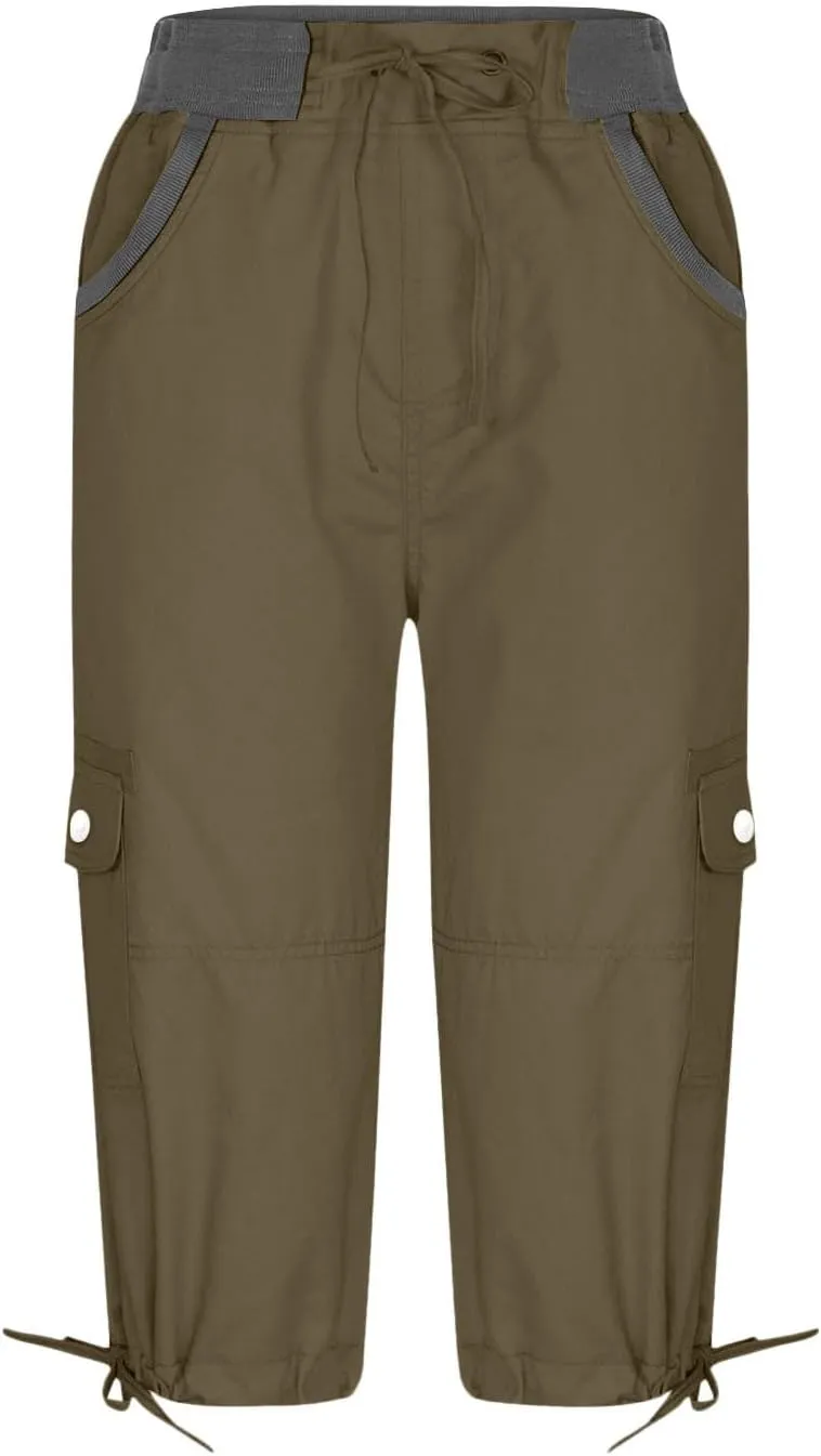 Women's Cargo Shorts Summer 2025 Dressy Capris Casual Elastic Casual Hiking Cargo Shorts Trendy Outdoor Outfits
