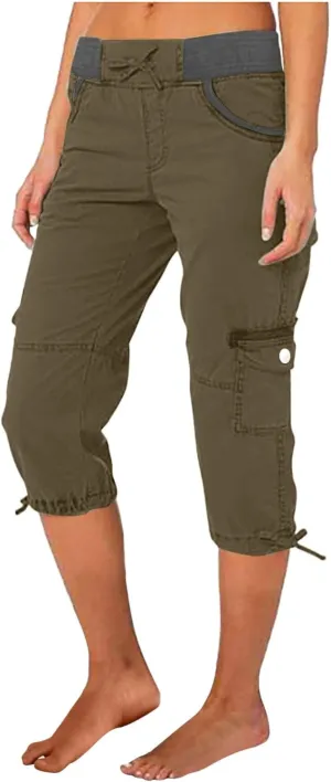Women's Cargo Shorts Summer 2025 Dressy Capris Casual Elastic Casual Hiking Cargo Shorts Trendy Outdoor Outfits