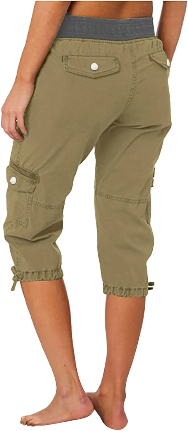 Women's Cargo Shorts Summer 2025 Dressy Capris Casual Elastic Casual Hiking Cargo Shorts Trendy Outdoor Outfits
