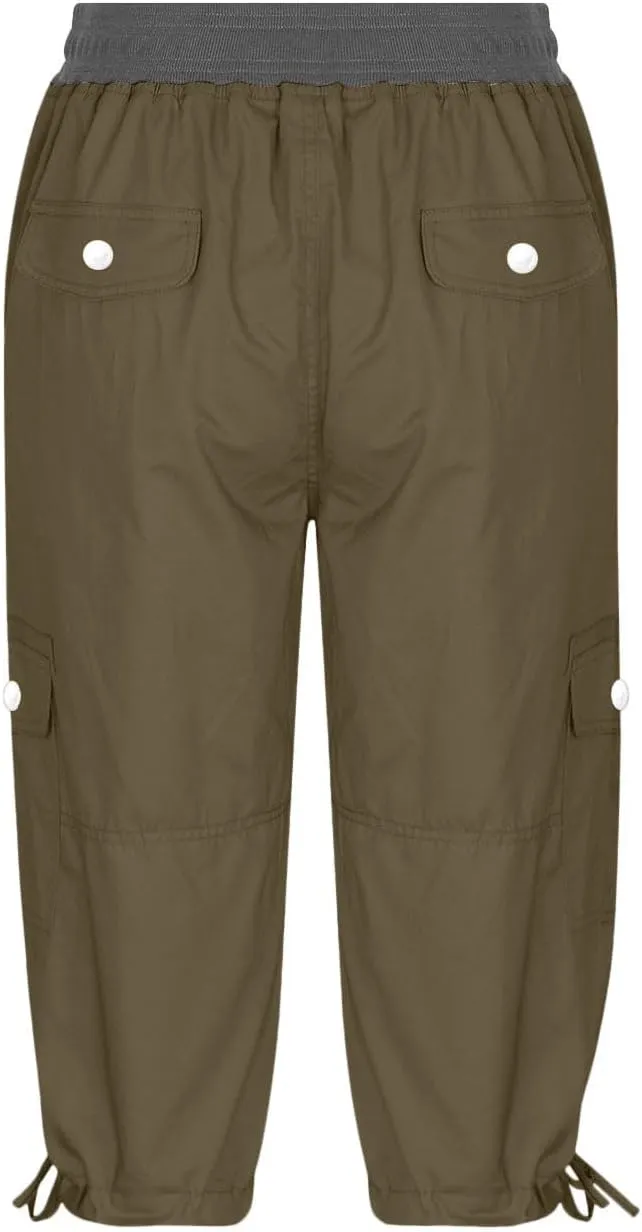 Women's Cargo Shorts Summer 2025 Dressy Capris Casual Elastic Casual Hiking Cargo Shorts Trendy Outdoor Outfits