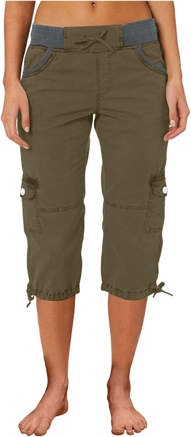 Women's Cargo Shorts Summer 2025 Dressy Capris Casual Elastic Casual Hiking Cargo Shorts Trendy Outdoor Outfits