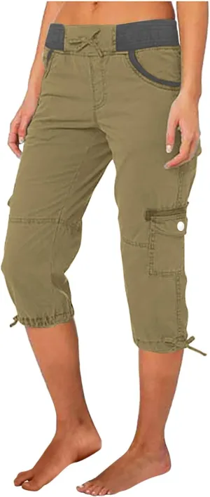 Women's Cargo Shorts Summer 2025 Dressy Capris Casual Elastic Casual Hiking Cargo Shorts Trendy Outdoor Outfits