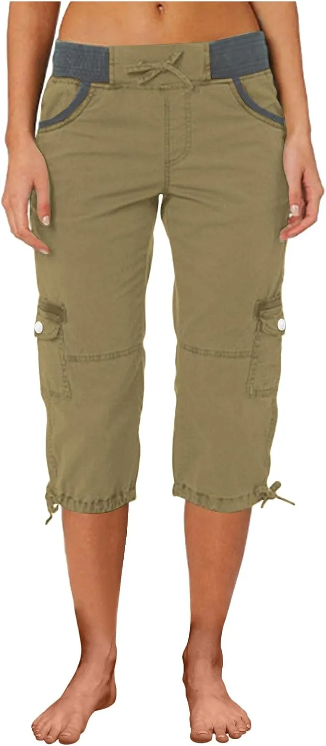 Women's Cargo Shorts Summer 2025 Dressy Capris Casual Elastic Casual Hiking Cargo Shorts Trendy Outdoor Outfits