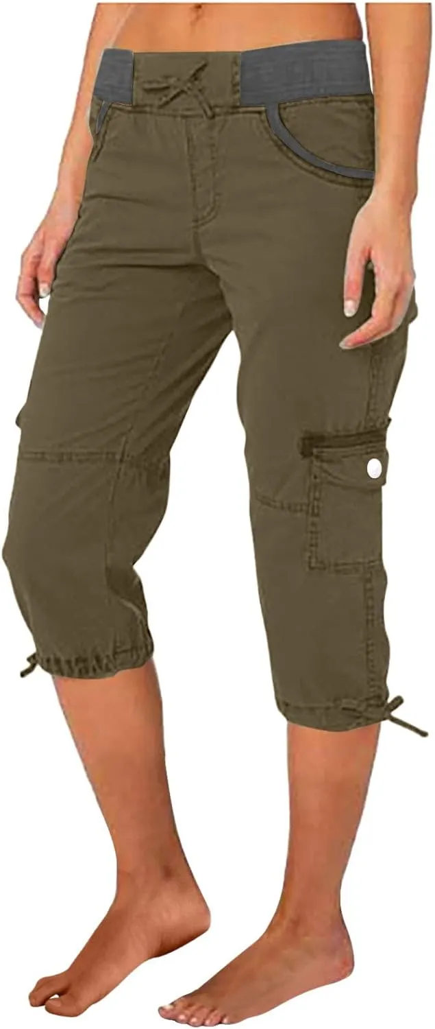 Women's Cargo Shorts Summer 2025 Dressy Capris Casual Elastic Casual Hiking Cargo Shorts Trendy Outdoor Outfits