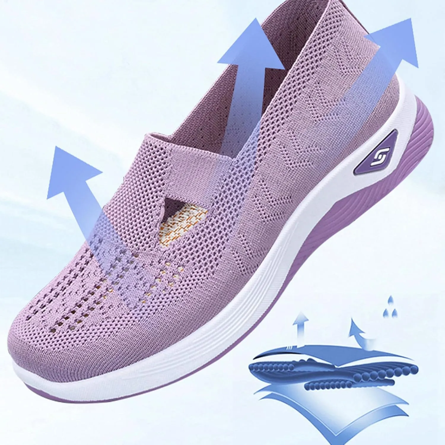 Women's Comfortable Breathable Knitted Sneakers, Zapatos Ortopédicos para Mujer, Woven Cut-Out Arch Support Sneakers Flat Shoes