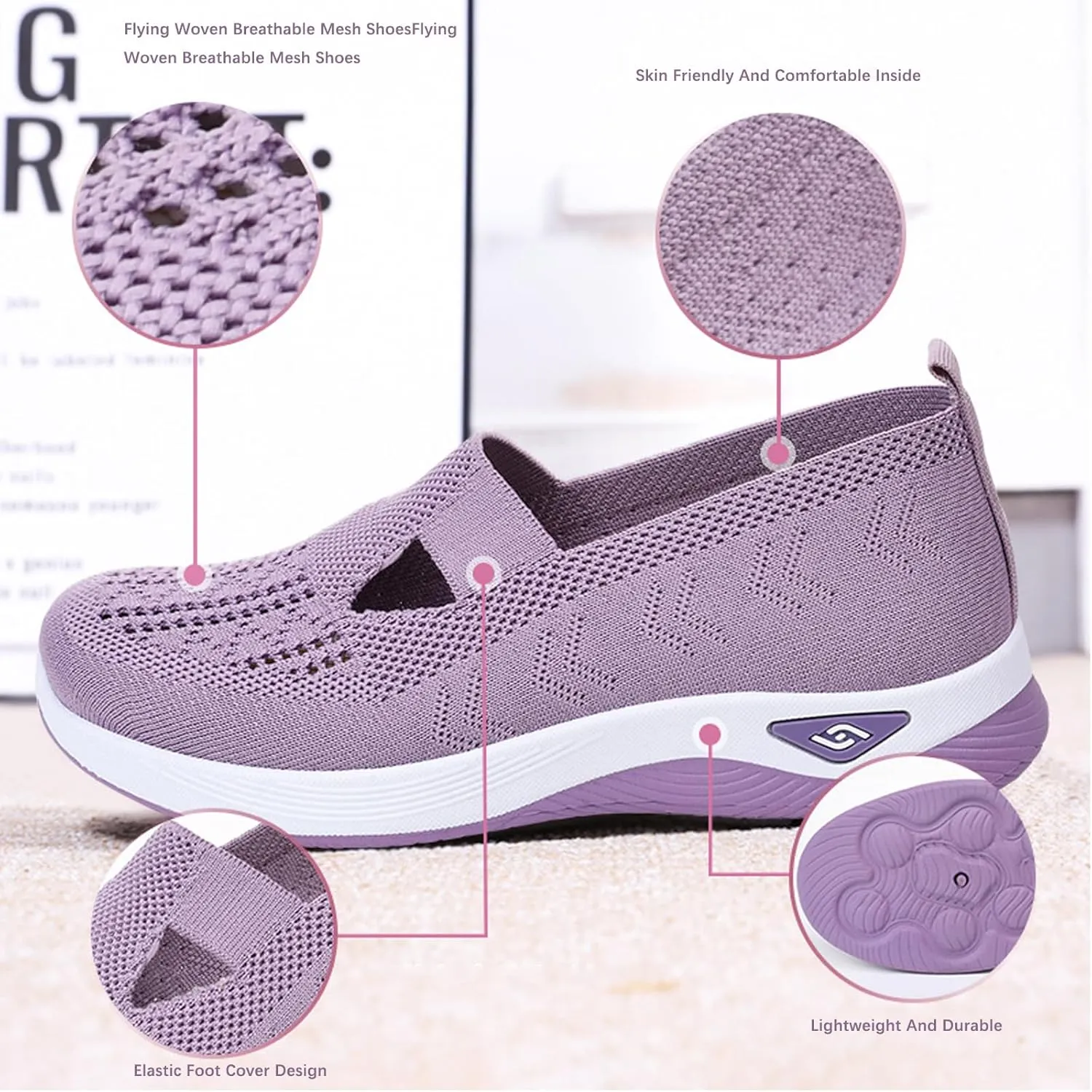 Women's Comfortable Breathable Knitted Sneakers, Zapatos Ortopédicos para Mujer, Woven Cut-Out Arch Support Sneakers Flat Shoes
