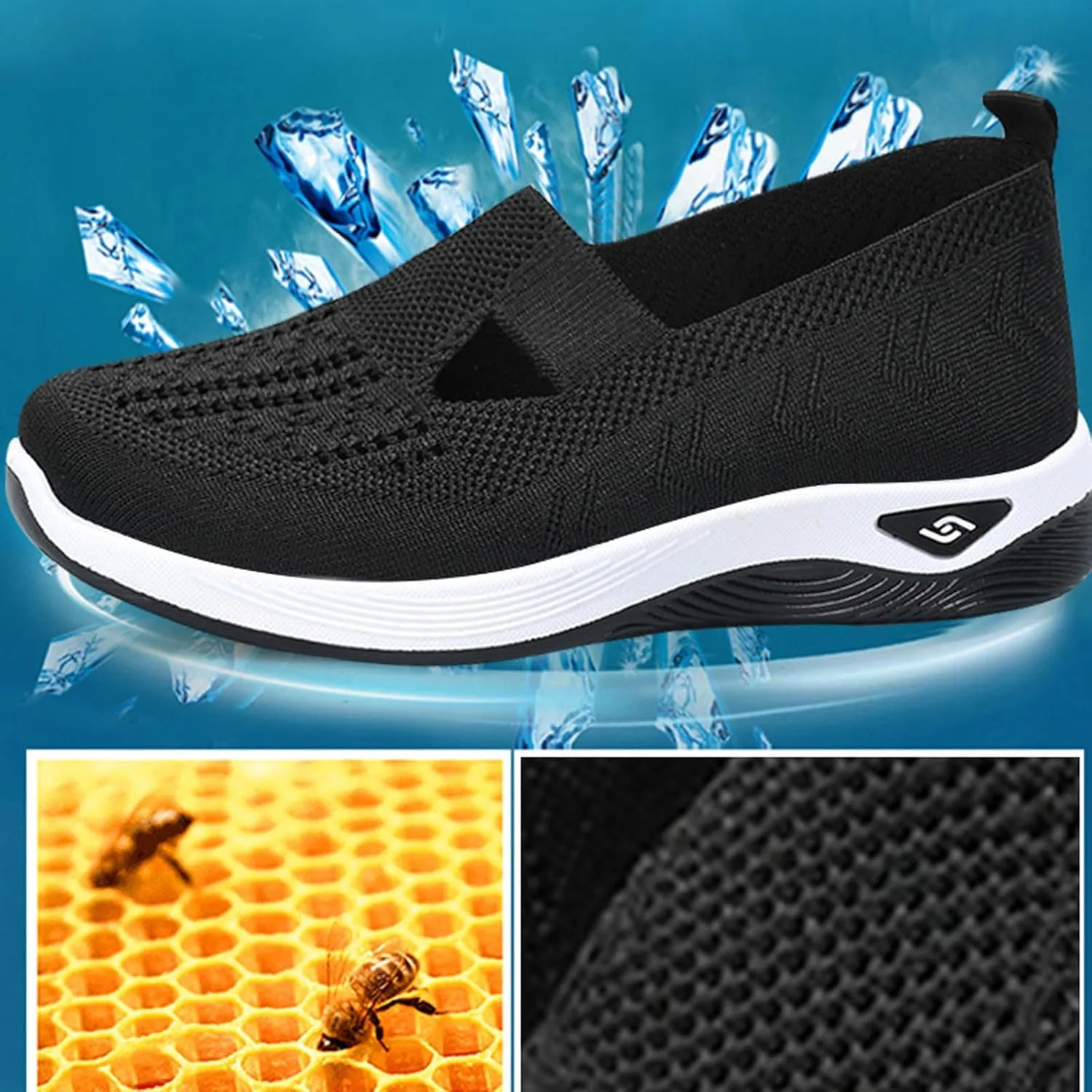 Women's Comfortable Breathable Knitted Sneakers, Zapatos Ortopédicos para Mujer, Woven Cut-Out Arch Support Sneakers Flat Shoes