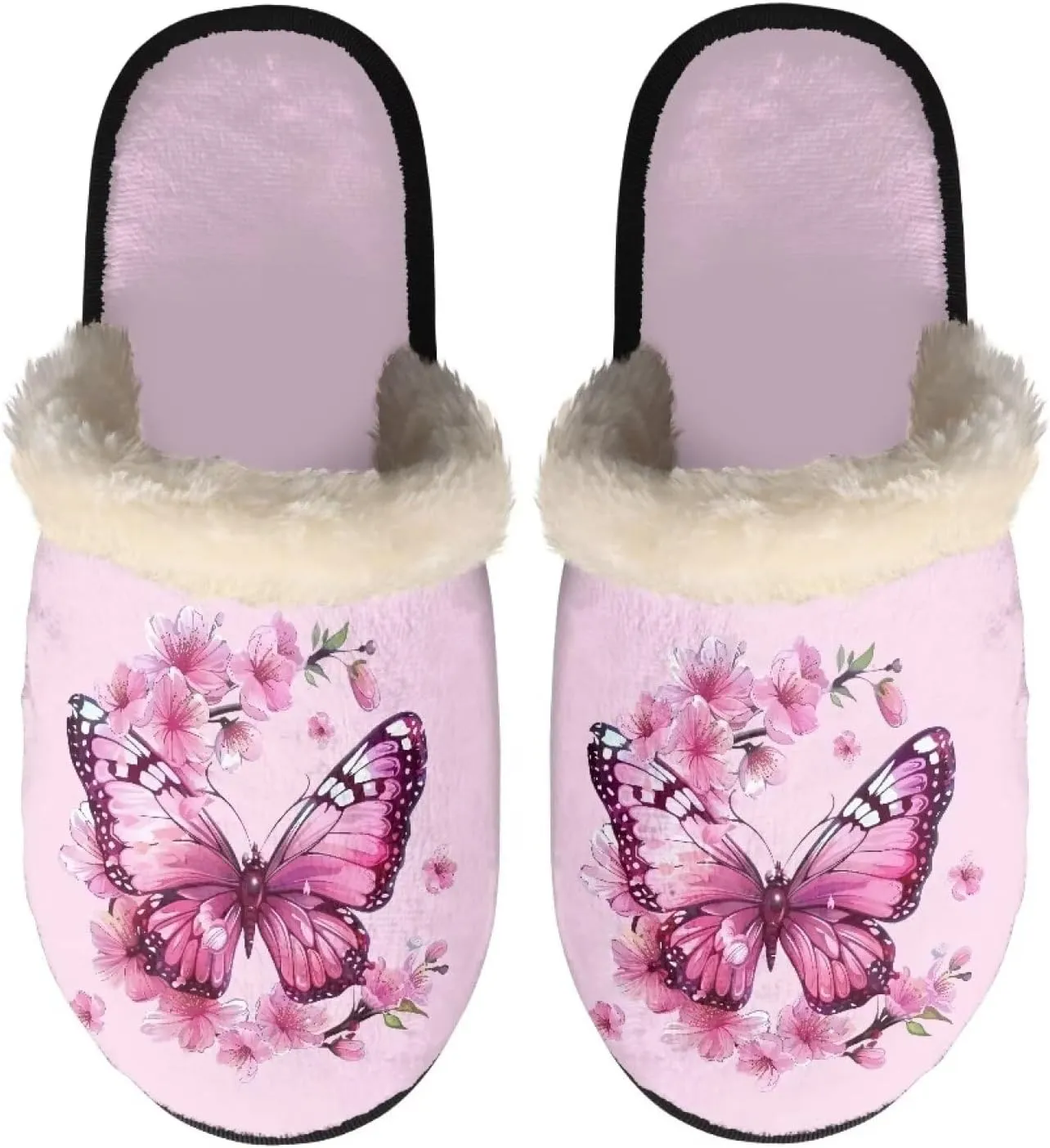 Womens Fuzzy Slippers Indoor Cozy Winter Holiday House Shoes