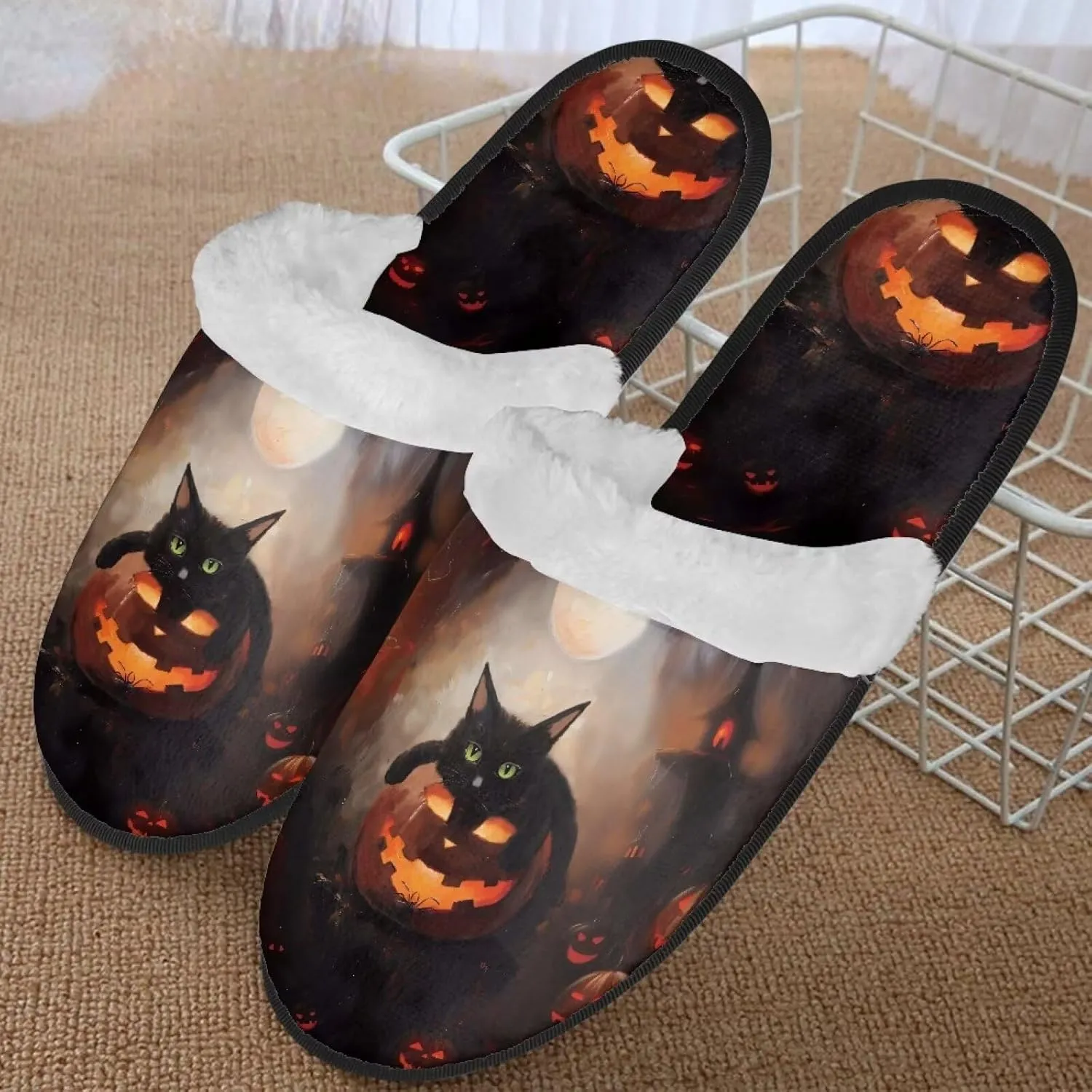 Womens Fuzzy Slippers Indoor Cozy Winter Holiday House Shoes
