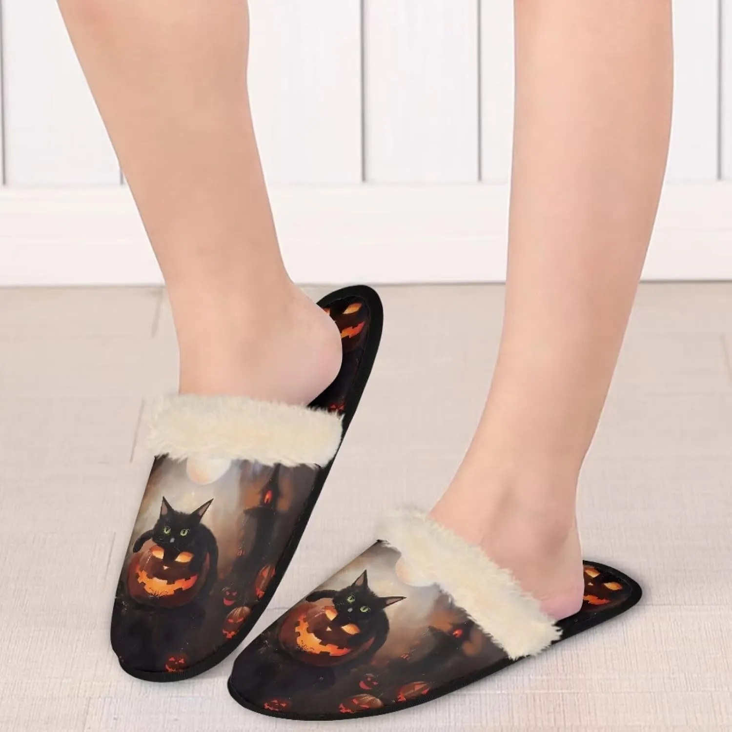 Womens Fuzzy Slippers Indoor Cozy Winter Holiday House Shoes
