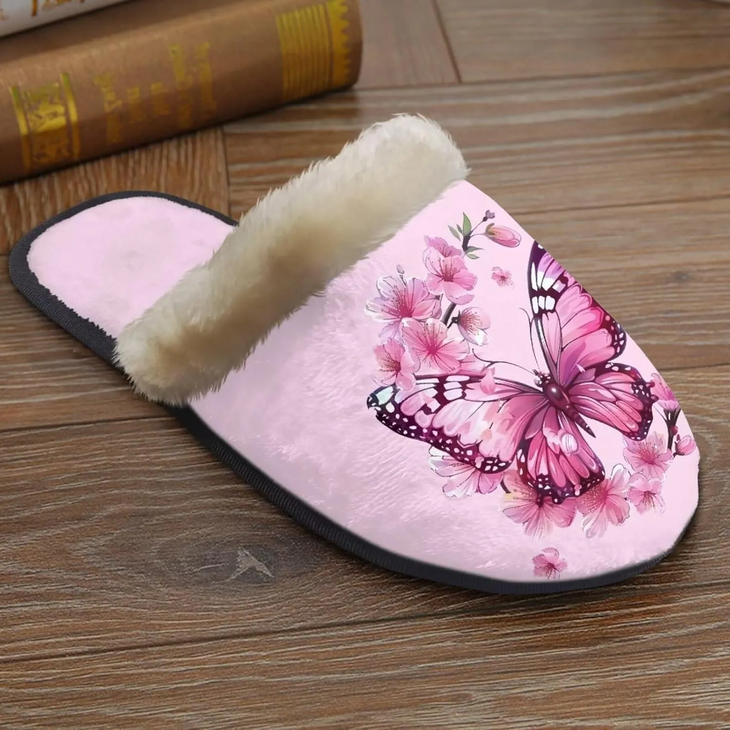 Womens Fuzzy Slippers Indoor Cozy Winter Holiday House Shoes