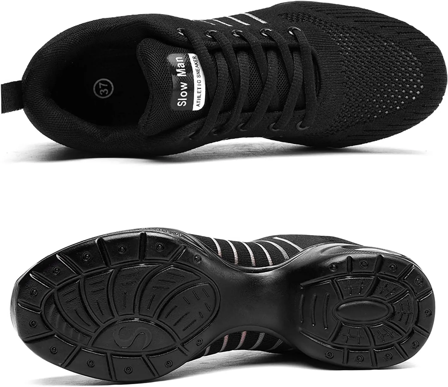 Women's Jazz Shoes Lace-up Sneakers - Breathable Air Cushion Lady Split Sole Athletic Walking Dance Shoes Platform