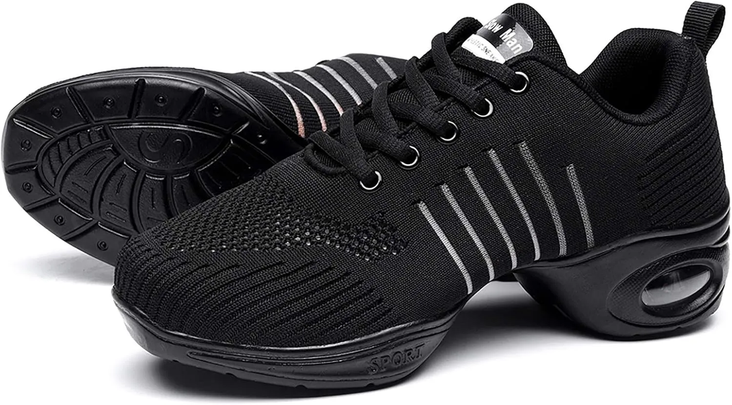 Women's Jazz Shoes Lace-up Sneakers - Breathable Air Cushion Lady Split Sole Athletic Walking Dance Shoes Platform