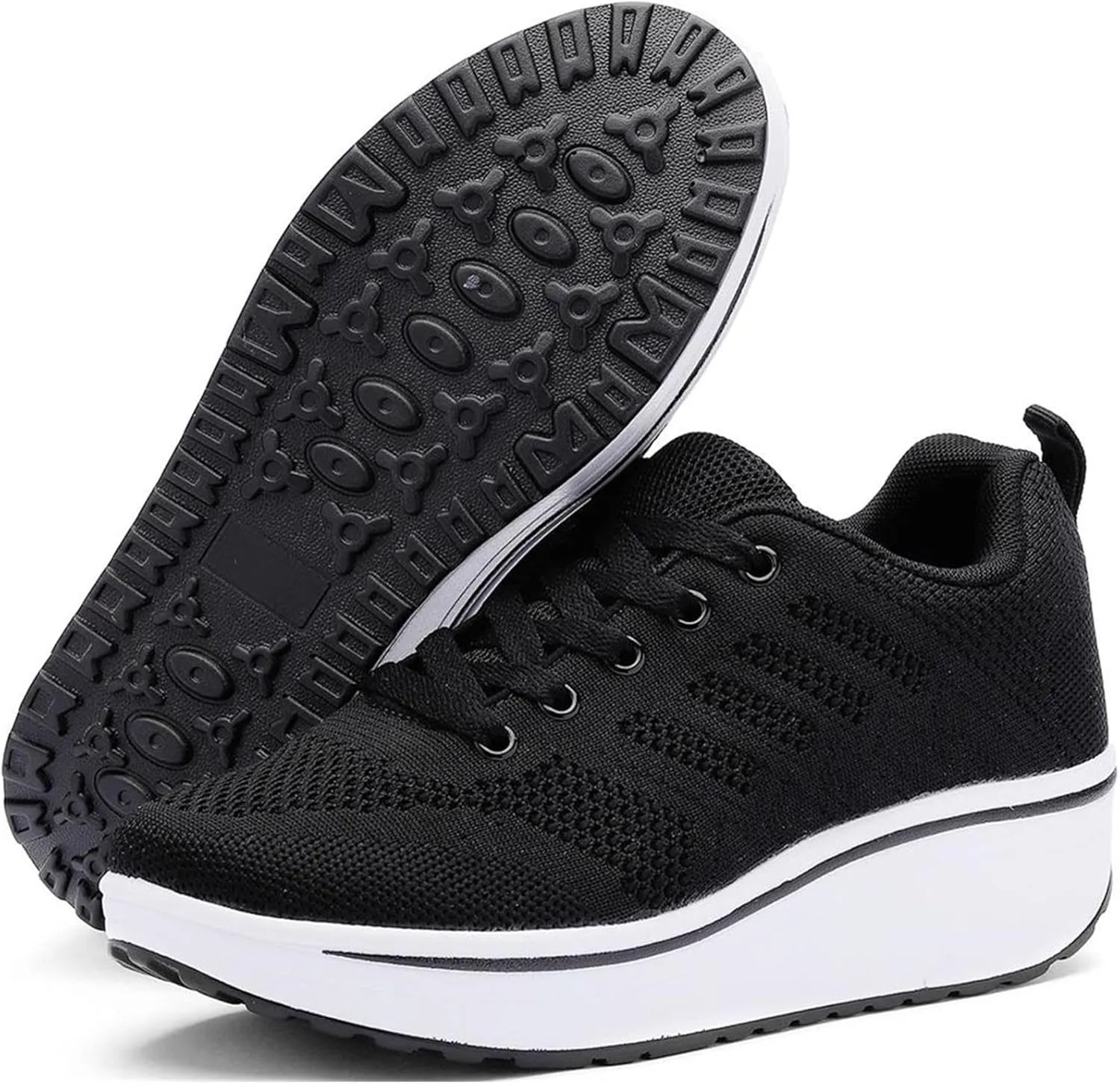 Women's Lace Up Wedge Inner Heightening Walking Shoe Breathable Fashion Sneakers Lightweight Non Slip Workout Shoes