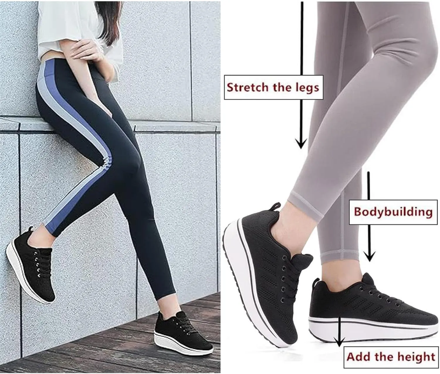 Women's Lace Up Wedge Inner Heightening Walking Shoe Breathable Fashion Sneakers Lightweight Non Slip Workout Shoes