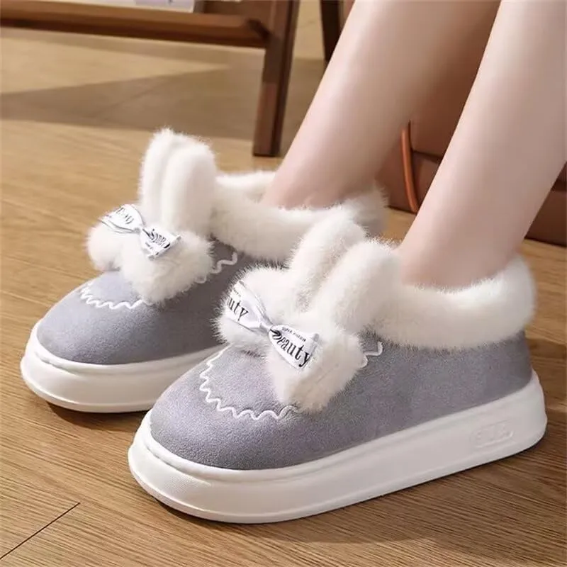 Women‘s Lovely Bowknot Warm Winter Shoes for Indoor Outdoor Bedroom Street Walking