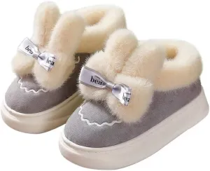 Women‘s Lovely Bowknot Warm Winter Shoes for Indoor Outdoor Bedroom Street Walking