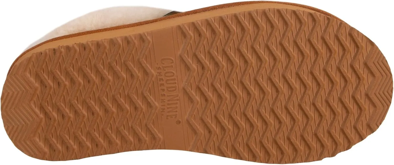 Womens Platform Scuff Slipper Genuine Sheepskin with Suede Leather Upper