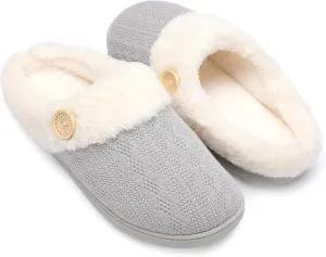 Womens Slipper Comfy Memory Foam House Slippers Warm Plush Bedroom Shoes with Faux Fur Lining Indoor Outdoor Slippers