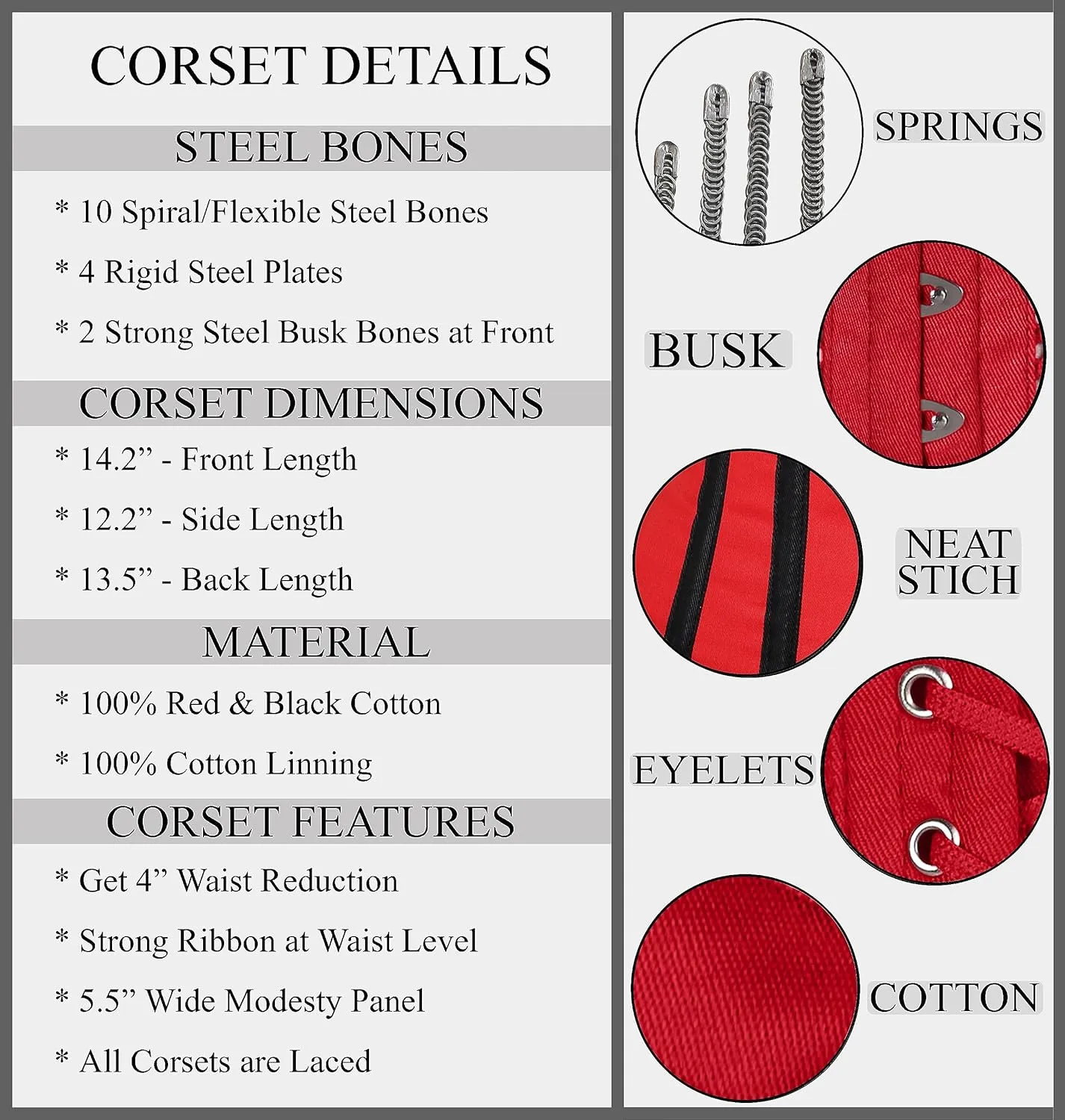 Women's Underbust Corset Waist Trainer Curvy Steel Boned Twill Cotton Corset