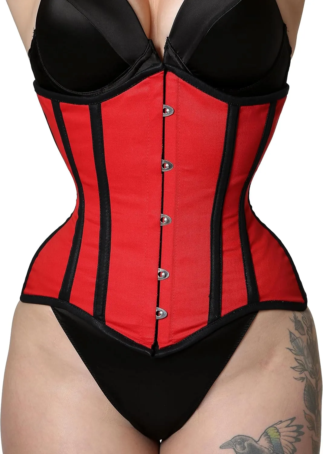 Women's Underbust Corset Waist Trainer Curvy Steel Boned Twill Cotton Corset