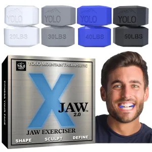 X-JAW 2.0 Premium Jawline Shaper, Double Chin Reducer for Men & Women, 4 Level Set of High-Grade Silicone with Advanced Bite-Block Technology, Jaw Exerciser, Sculpt the Jawline, Slim & Tone Your Face