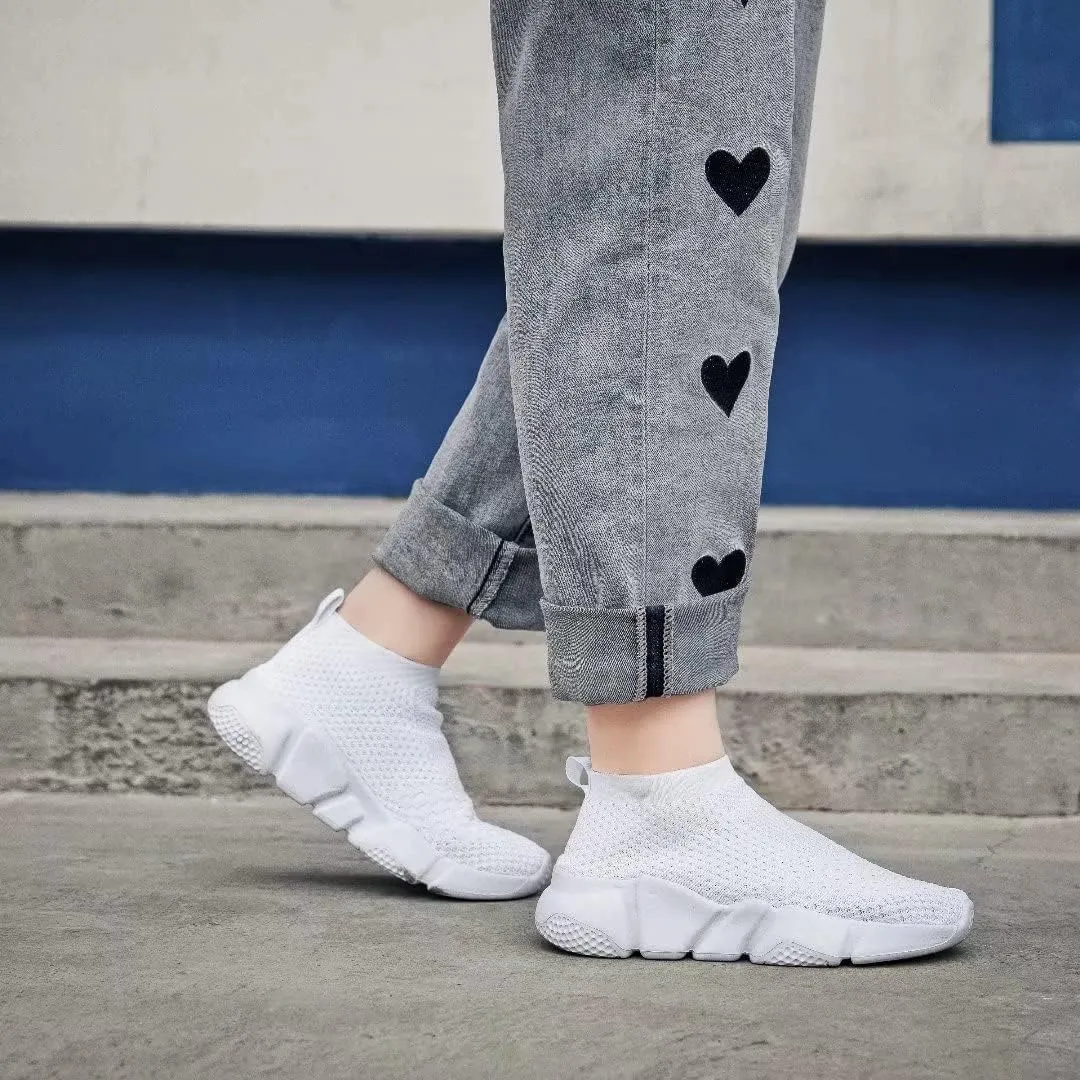 YAVY Kids Sneakers for Boys Tennis Shoes Girls Sock Sneakers for Kids Slip on Shoes Breathable high top Athletic Lightweight Walking Running Shoes