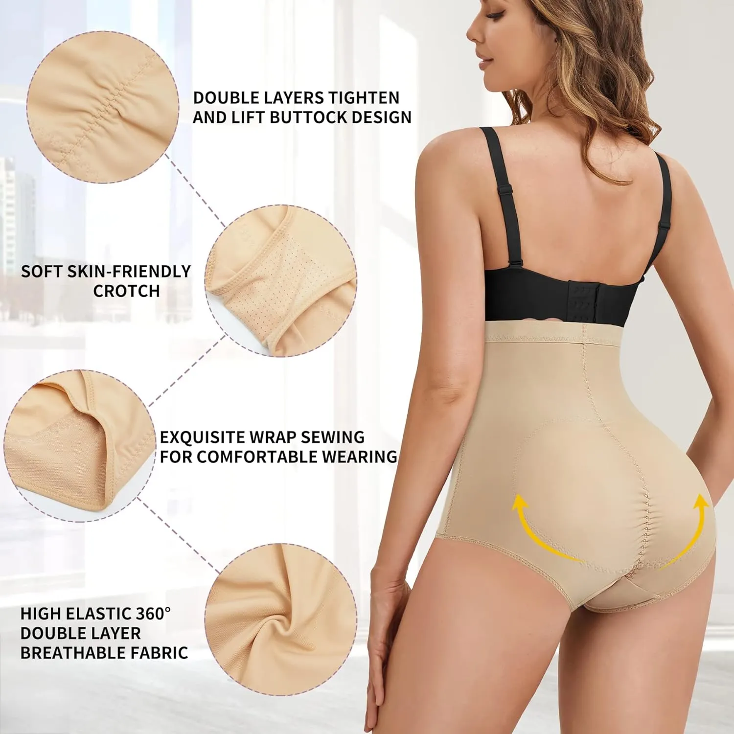 YERKOAD Womens Butt Lifter Panties Tummy Control Waist Trainer High Waist Stomach Body Shaper Girdle Slimming Underwear