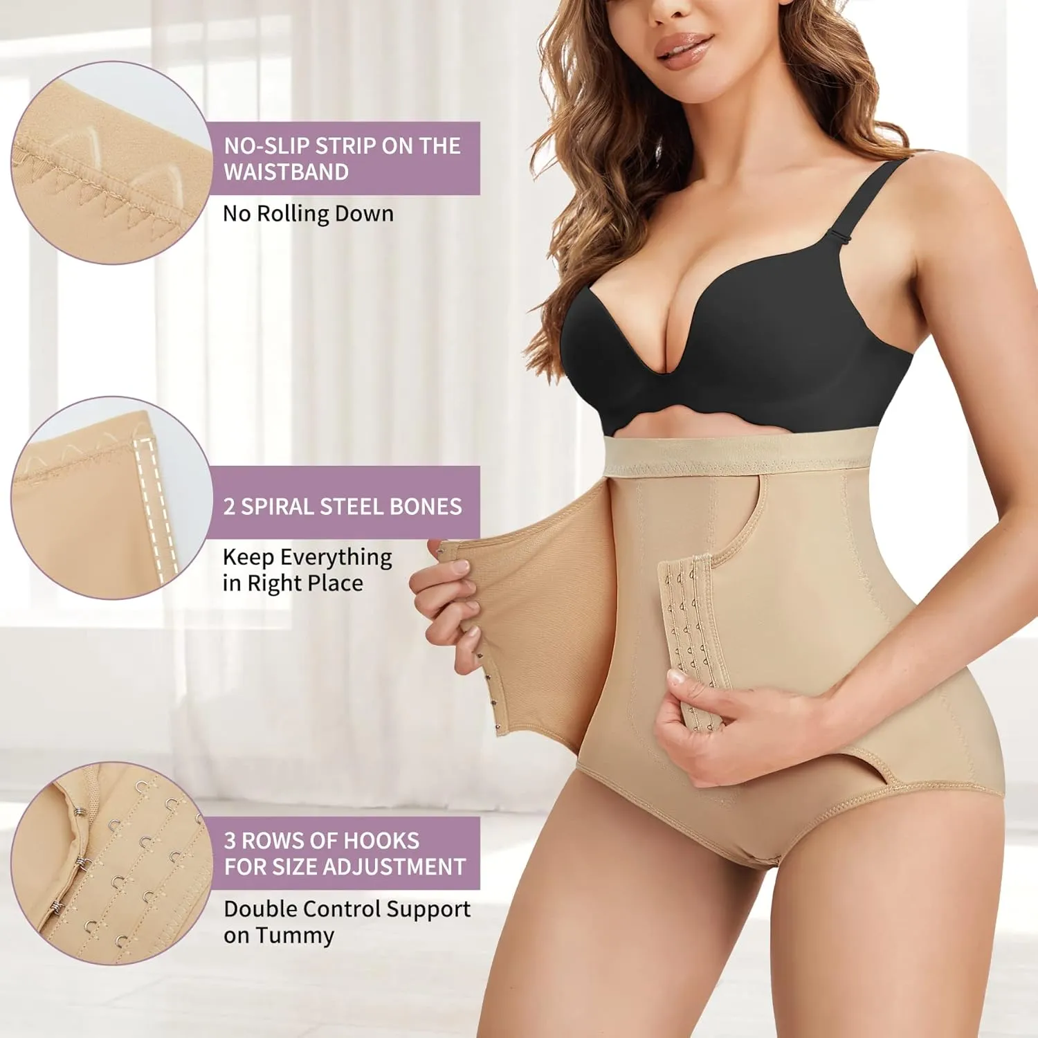 YERKOAD Womens Butt Lifter Panties Tummy Control Waist Trainer High Waist Stomach Body Shaper Girdle Slimming Underwear
