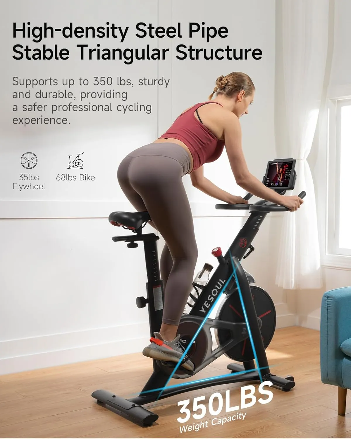 Yesoul Black Exercise Bike for Home&Vibration Plate Exercise Machine Power Plate Vibration Platform Indoor Cycling Bike for Home Gym Electric Stationary Bike