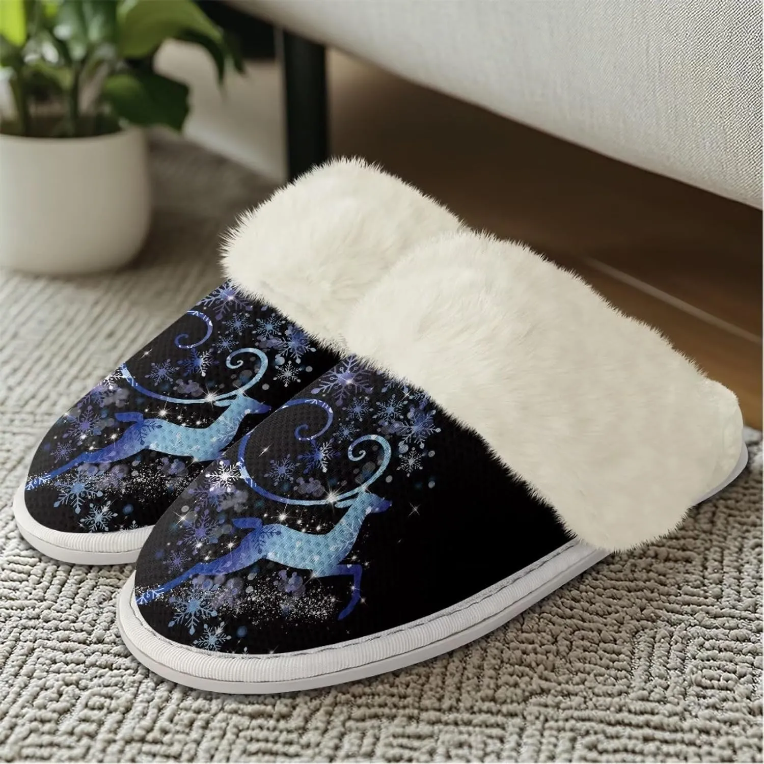 YEXIATODO Plush House Shoes Women Slippers Indoor Slipper for Winter Fuzzy Slippers for Men Unisex