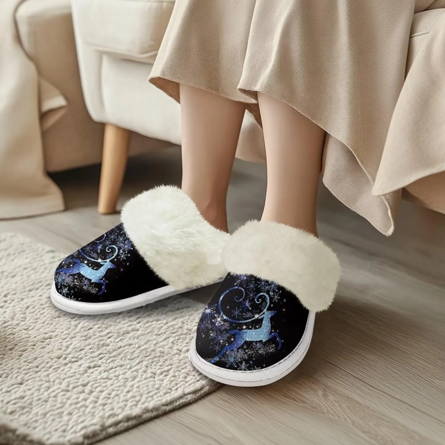 YEXIATODO Plush House Shoes Women Slippers Indoor Slipper for Winter Fuzzy Slippers for Men Unisex