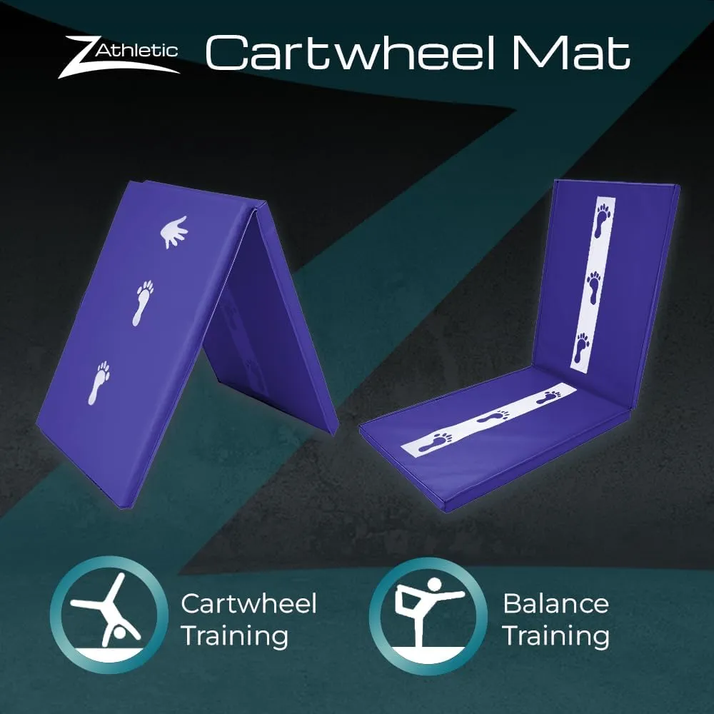 Z Athletic Kids Balance Beam and Cartwheel Trainer Folding Mat for Gymnastics and Tumbling