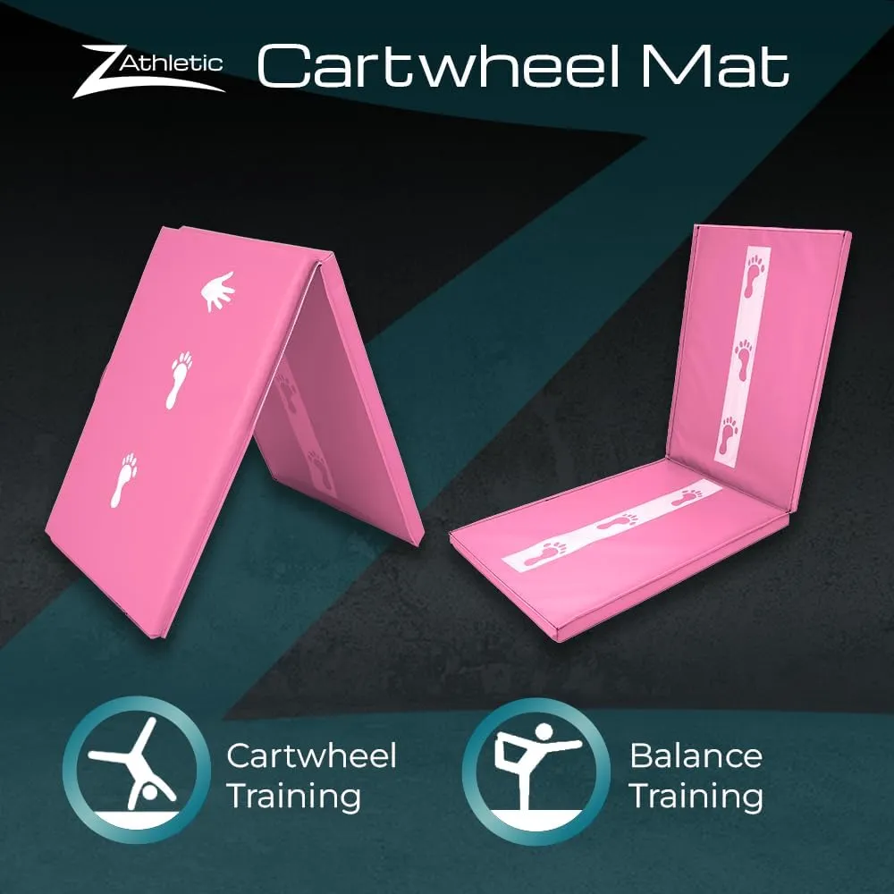 Z Athletic Kids Balance Beam and Cartwheel Trainer Folding Mat for Gymnastics and Tumbling