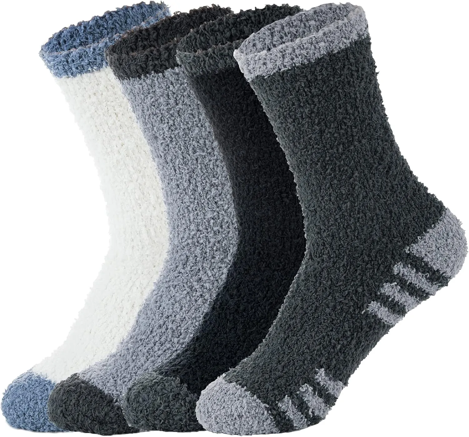 Zando Men's Fuzzy Slippers - Cozy Fluffy Socks, Winter Warm, Soft Cabin Stockings, Comfy Sleep Boot Socks