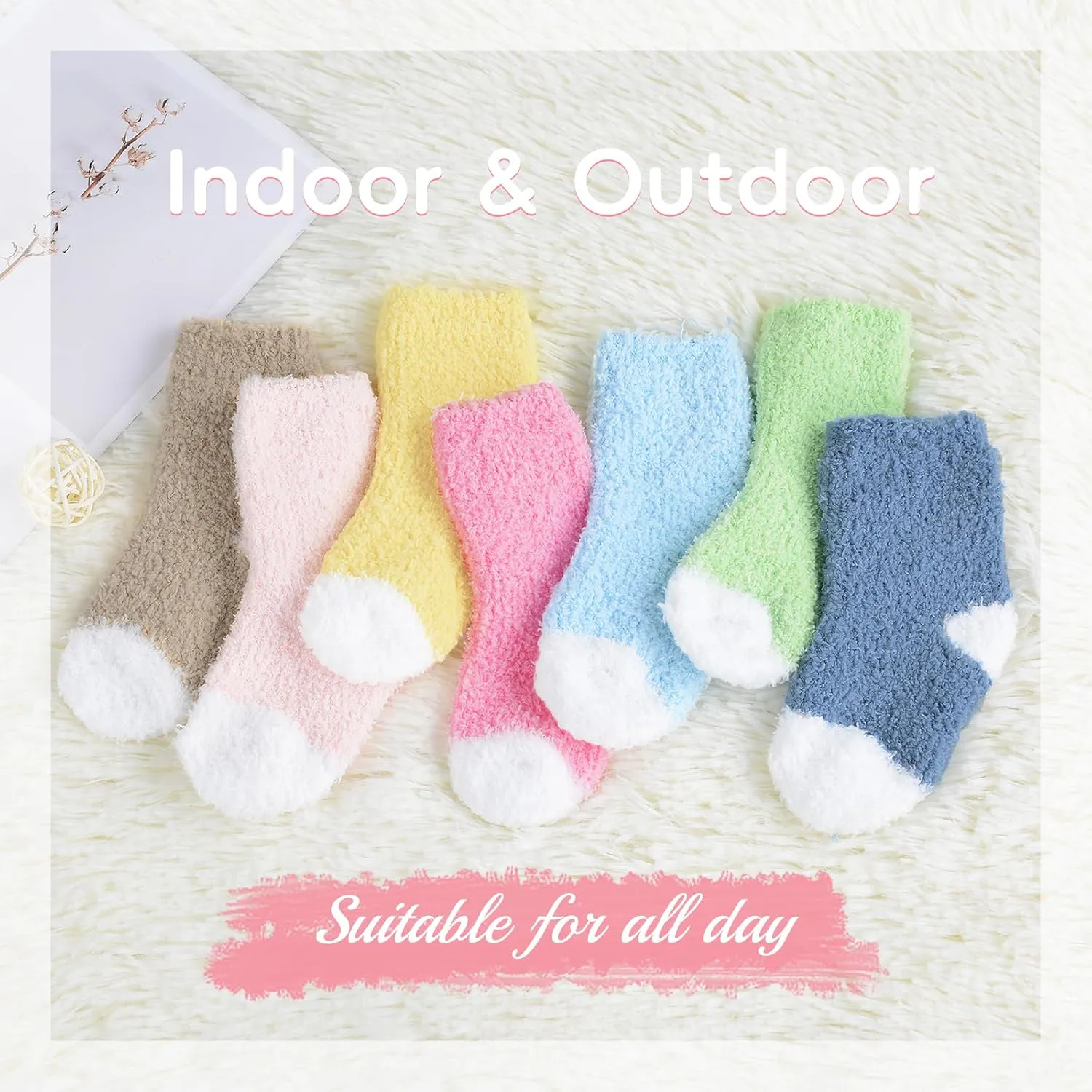 Zando Toddler Fuzzy Socks Baby Soft Slipper Socks for Kids Winter Socks Comfy Fluffy Socks for Girls Christmas Socks