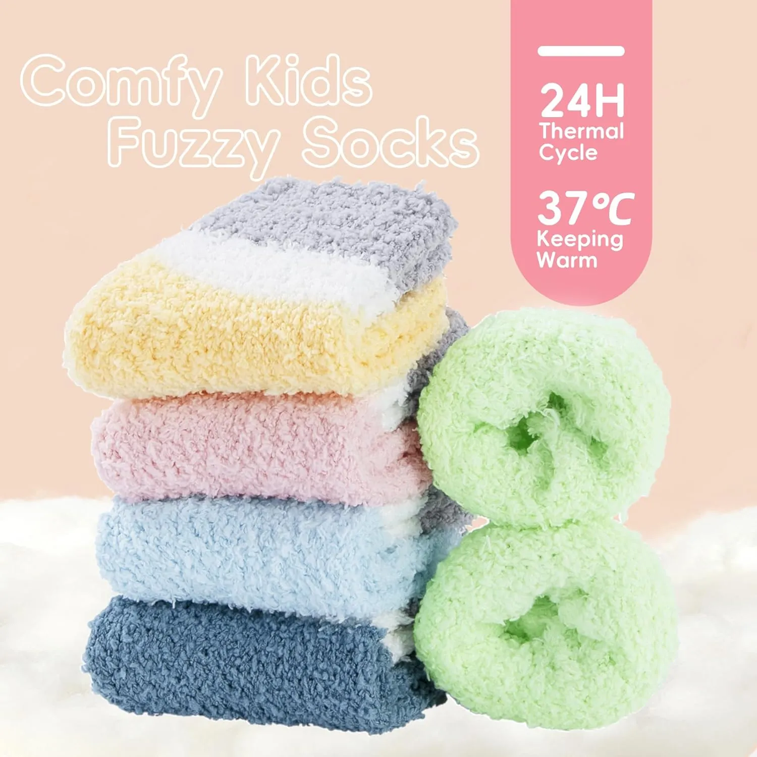 Zando Toddler Fuzzy Socks Baby Soft Slipper Socks for Kids Winter Socks Comfy Fluffy Socks for Girls Christmas Socks