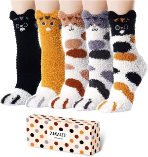 Zmart Super Soft Fluffy Plush Slipper Socks, Fuzzy Animal Socks Cozy Gifts Socks For Women Girls