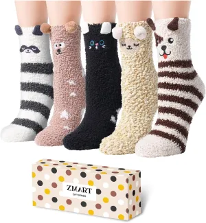 Zmart Super Soft Fluffy Plush Slipper Socks, Fuzzy Animal Socks Cozy Gifts Socks For Women Girls